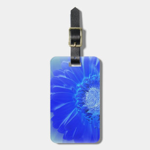 electric blue gerbera luggage tag