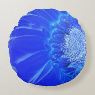 electric blue gerbera round cushion