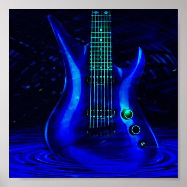 Electric Blue Guitar Poster (Front)