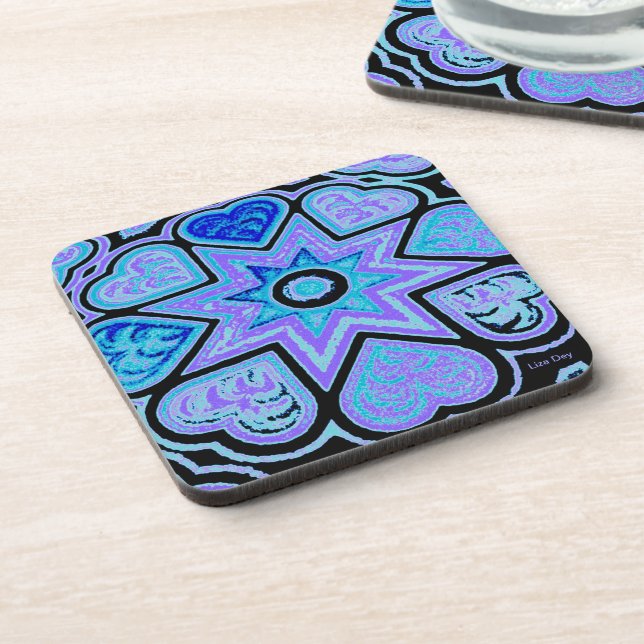 Electric Blue Hearts & Stars Coasters (Left Side)