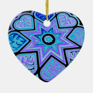 Electric Blue Hearts & Stars Ornament