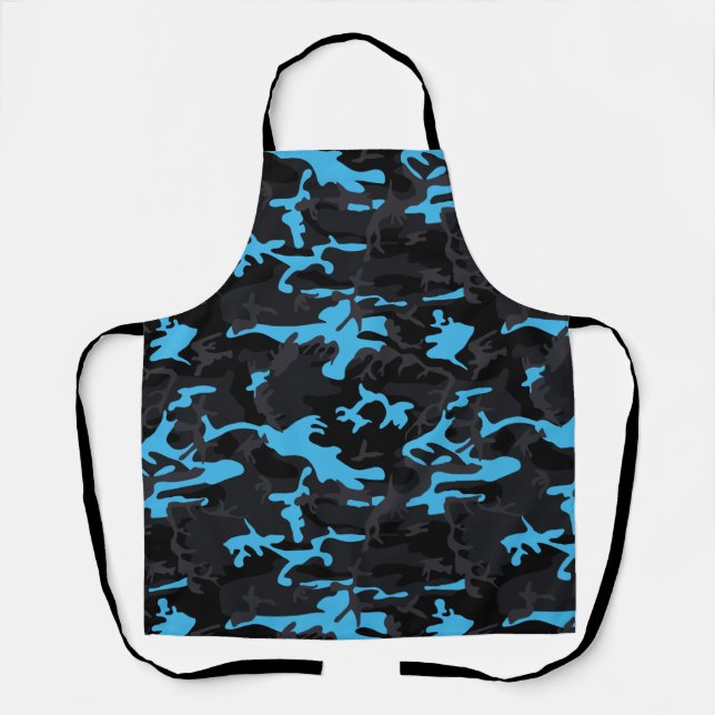 Electric Blue Highlights Camo All-Over-Print T-Shi Apron (Front)
