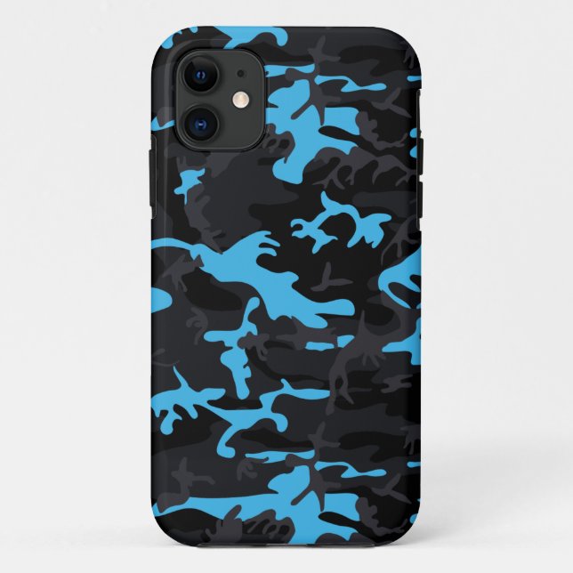 Electric Blue Highlights Camo Case-Mate iPhone Case (Back)