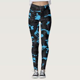 Electric Blue Highlights Camo Leggings