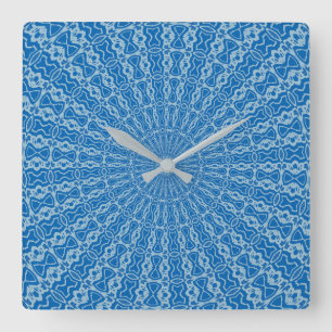 Electric Blue Lemonade and Aquamarine Duo Tone Pat Square Wall Clock