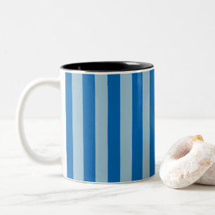 Electric Blue Lemonade and Aquamarine Vertical Str Two-Tone Coffee Mug