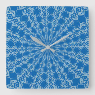 Electric Blue Lemonade and Aquamarine Wriggly Kale Square Wall Clock