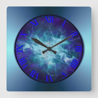 Electric Blue Lightening Wall Clock