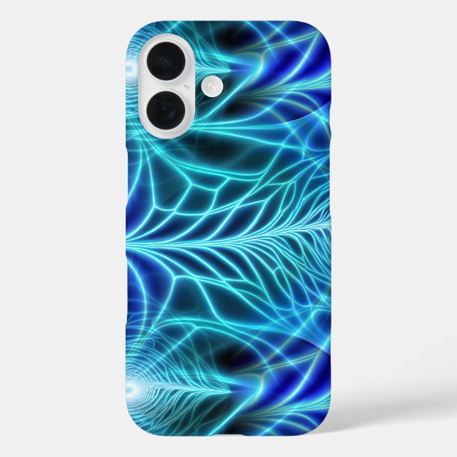 Electric Blue Luminous Fractal Repeating Pattern Case-Mate iPhone Case (Back)