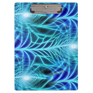 Electric Blue Luminous Fractal Repeating Pattern Clipboard