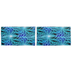 Electric Blue Luminous Fractal Repeating Pattern Pillowcase