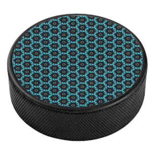 Electric Blue Mandala Hockey Puck