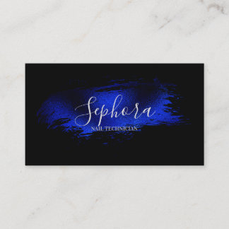Electric Blue Metallic Foil Paint Stroke Business Card