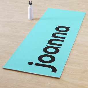 Electric Blue Modern Name   Stylish Simple Yoga Mat