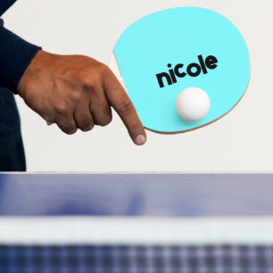 Electric Blue Modern Name   Trendy Minimalist  Ping Pong Paddle