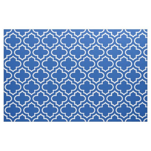Electric Blue Moroccan Trellis Pattern Fabric 02 (Fat Quarter)