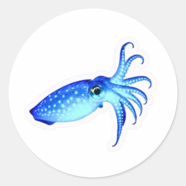 Electric Blue Neon Squid Sticker - Deep Sea Glow A (Front)