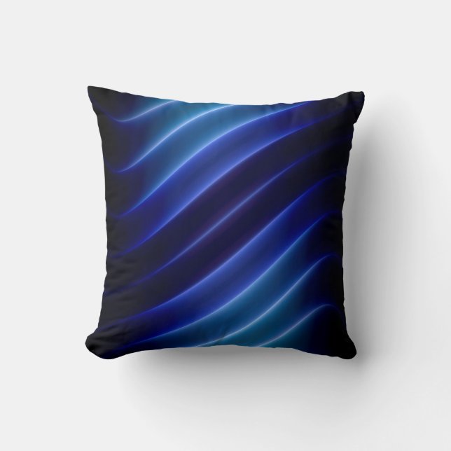 electric blue neon stripes modern cushion (Front)