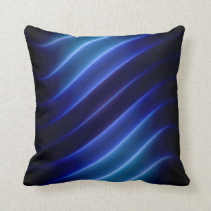 electric blue neon stripes modern cushion