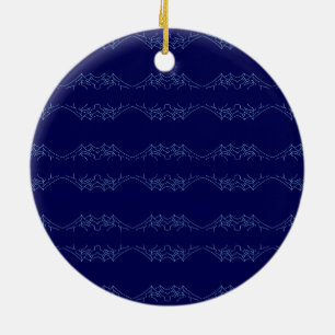 Electric Blue Neural Horizon Abstract Pattern Ceramic Tree Decoration