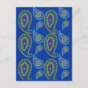 Electric Blue Paisley POSTCARDS for Voters