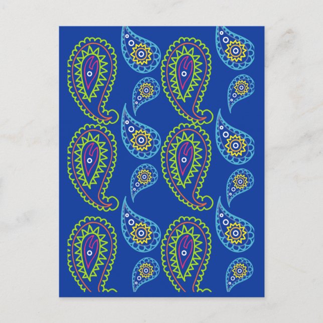 Electric Blue Paisley POSTCARDS for Voters (Front)