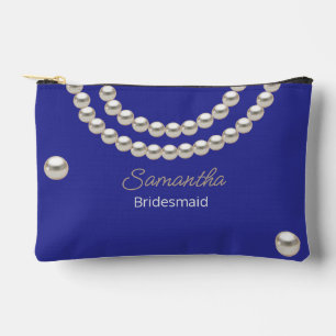 Electric blue Pearl Necklace Accessory Pouch
