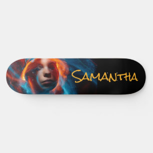 Electric Blue Personalised Girl Skateboard