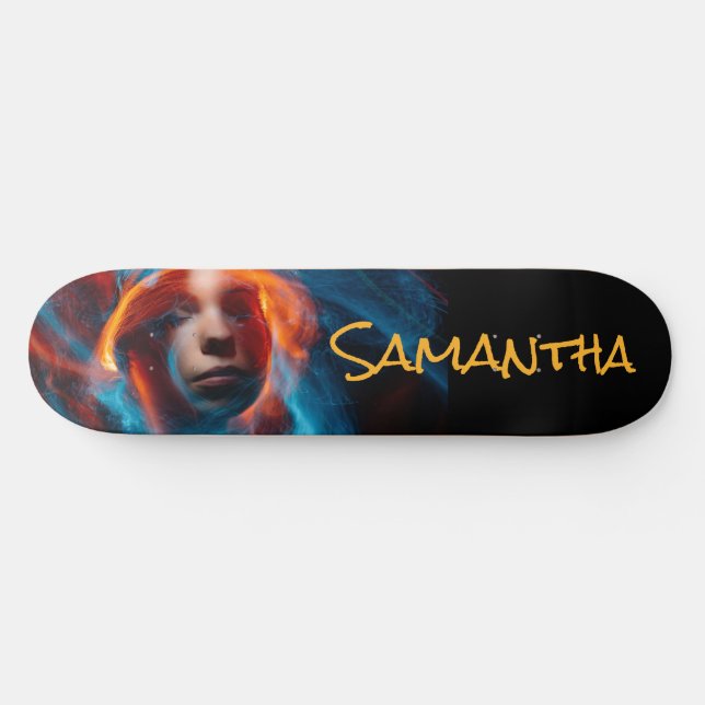 Electric Blue Personalised  Girl Skateboard (Horz)