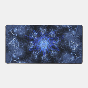 Electric Blue Plasma Fractal Art Desk Mat