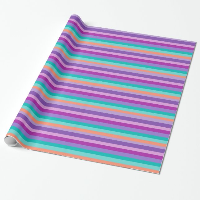 Electric Blue Purple Lines Glossy Wrapping Paper (Unrolled)
