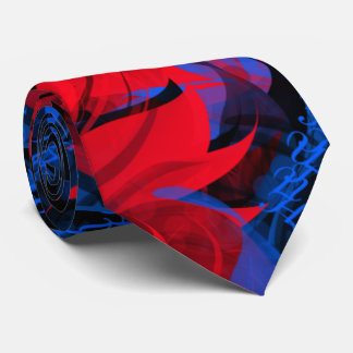 Electric Blue Red Abstract Pattern Tie