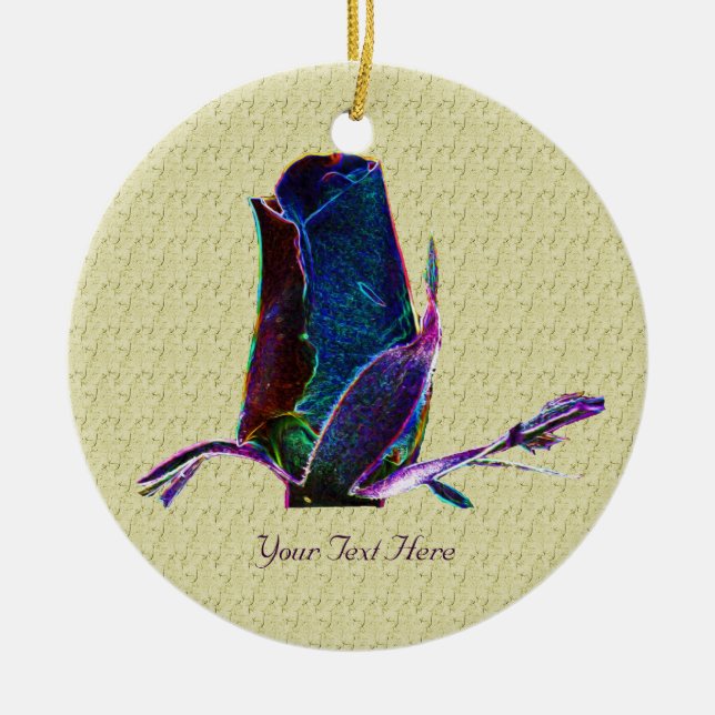 Electric Blue Rosebud Floral Ornament (Front)