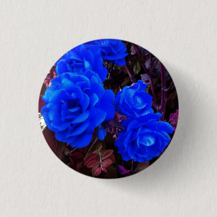 Electric blue Roses  3 Cm Round Badge