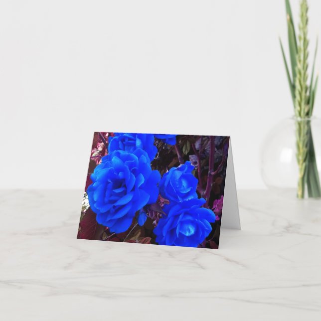 Electric blue Roses  Card (Front)