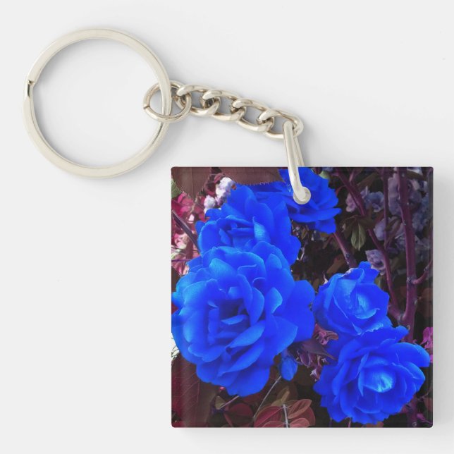 Electric blue Roses  Key Ring (Front)