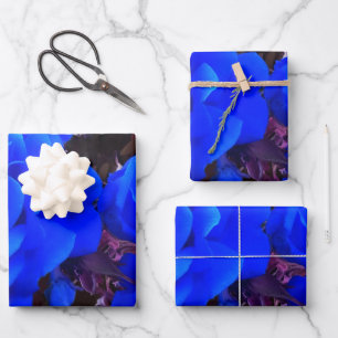 Electric blue Roses  Wrapping Paper Sheet