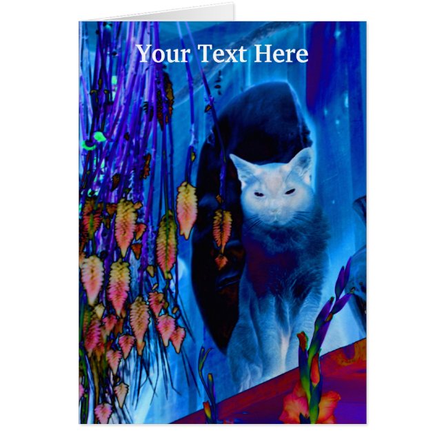 Electric Blue Siamese Cat Animal Art Card (Front)
