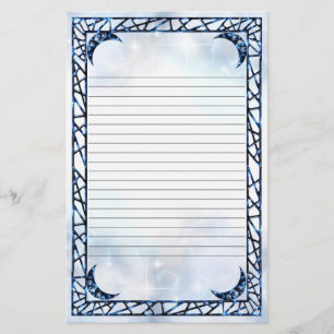 Electric Blue Upright Crescent Lined Stationery