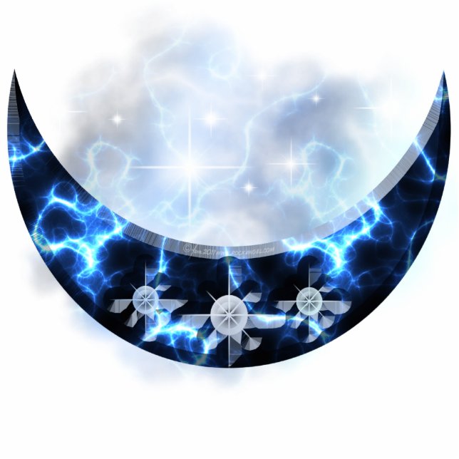 Electric Blue Upright Crescent Standing Photo Sculpture (Front)