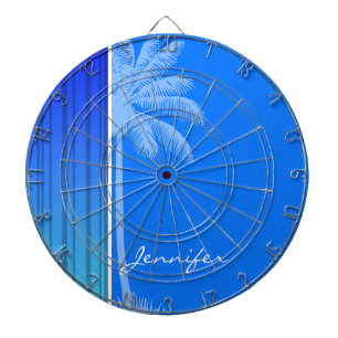 Electric Blue Vertical Stripes; Striped; Palm Dartboard