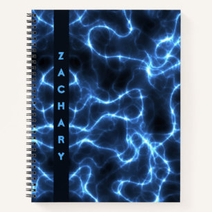 Electric Blue Waves   Personalised Spiral Notebook