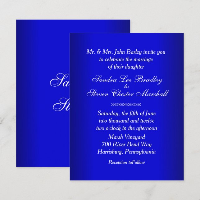 Electric Blue Wedding Invitation (Front/Back)