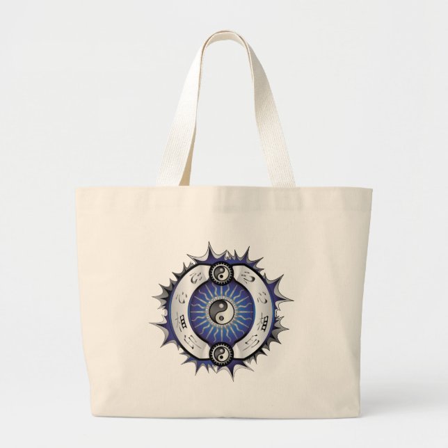 Electric Blue Yin Yang Large Tote Bag (Front)
