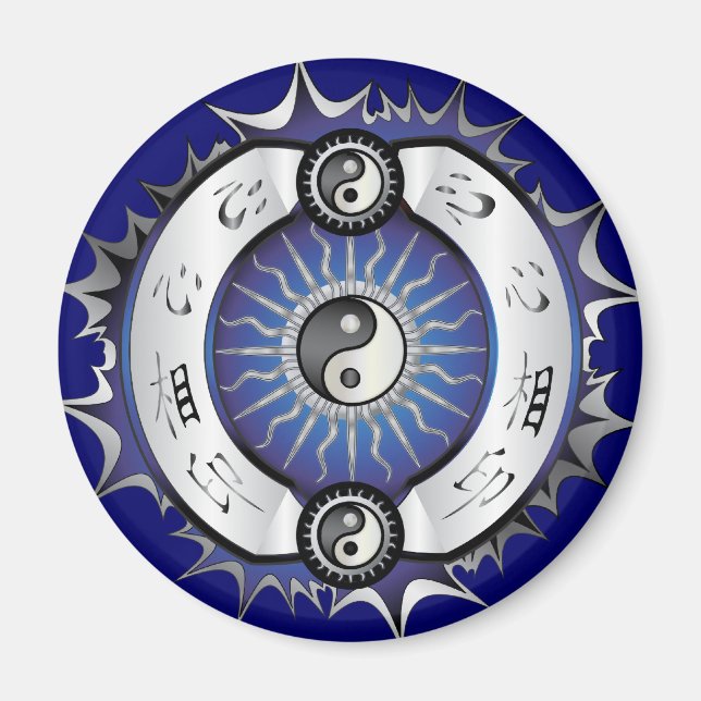 Electric Blue Yin Yang Magnet (Front)