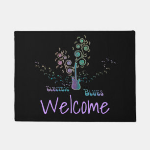 Electric Blues Guitar Music Notes Welcome Mat