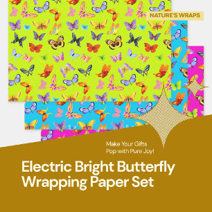  Electric Bright Butterfly Wrapping Paper Set 
