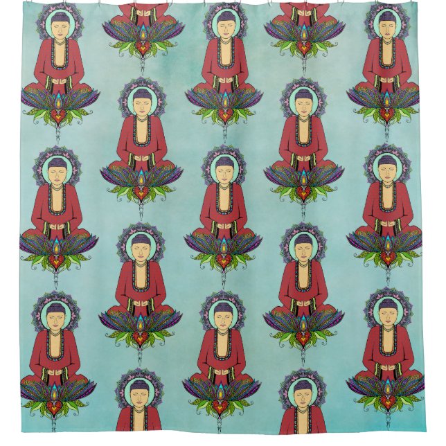 Electric Buddha Pattern Shower Curtain (Front)