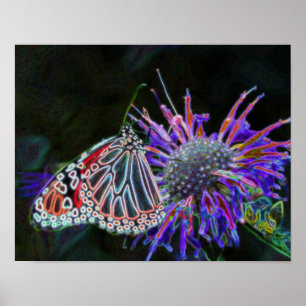 Electric Butterfly Abstract Nature Art Poster
