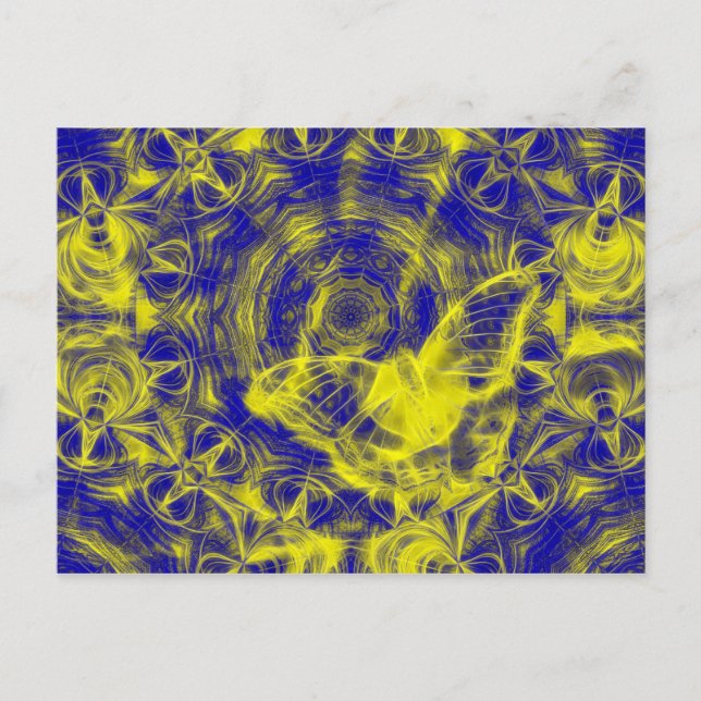 Electric butterfly and mandala horizontal postcard (Front)